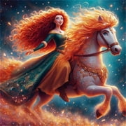 Disney Princess Merida 5D DIY Diamond painting kit-round diamond embroidery mosaic art craft for home decor, Bedroom \u0026 living room wall art (11.81x11. 81 inches)